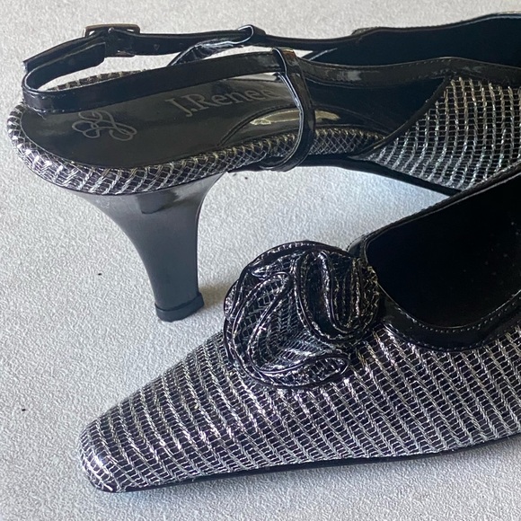 J.Renee Elisha Black/Silver Patterned Slingback Kitten Heels Women’s Size 12M - Picture 8 of 16